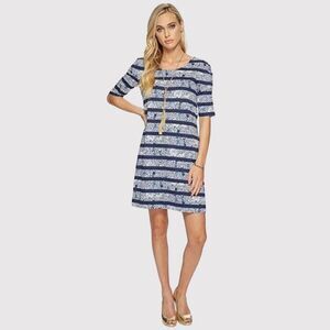Lilly Pulitzer Mini Dress Blue Lajolla High Tide Heart Sole Stripe Shift Small